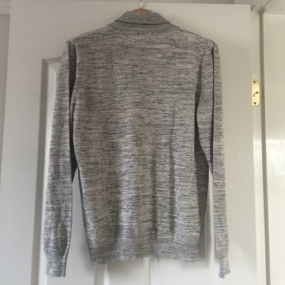 H&M speckled grey shawl collar sweater - sz M - Picture 3 of 7